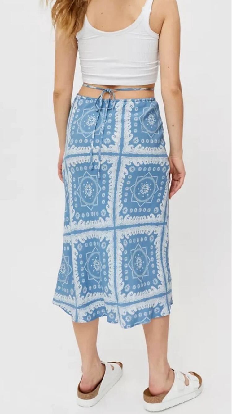 Urban Outfitters UO Cassie Strappy Midi Skirt Medium Praire Cottage Coastal